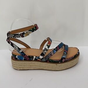 Vince Camuto Aevie strappy platform espadrille sandal shoe rainbow snake new 9